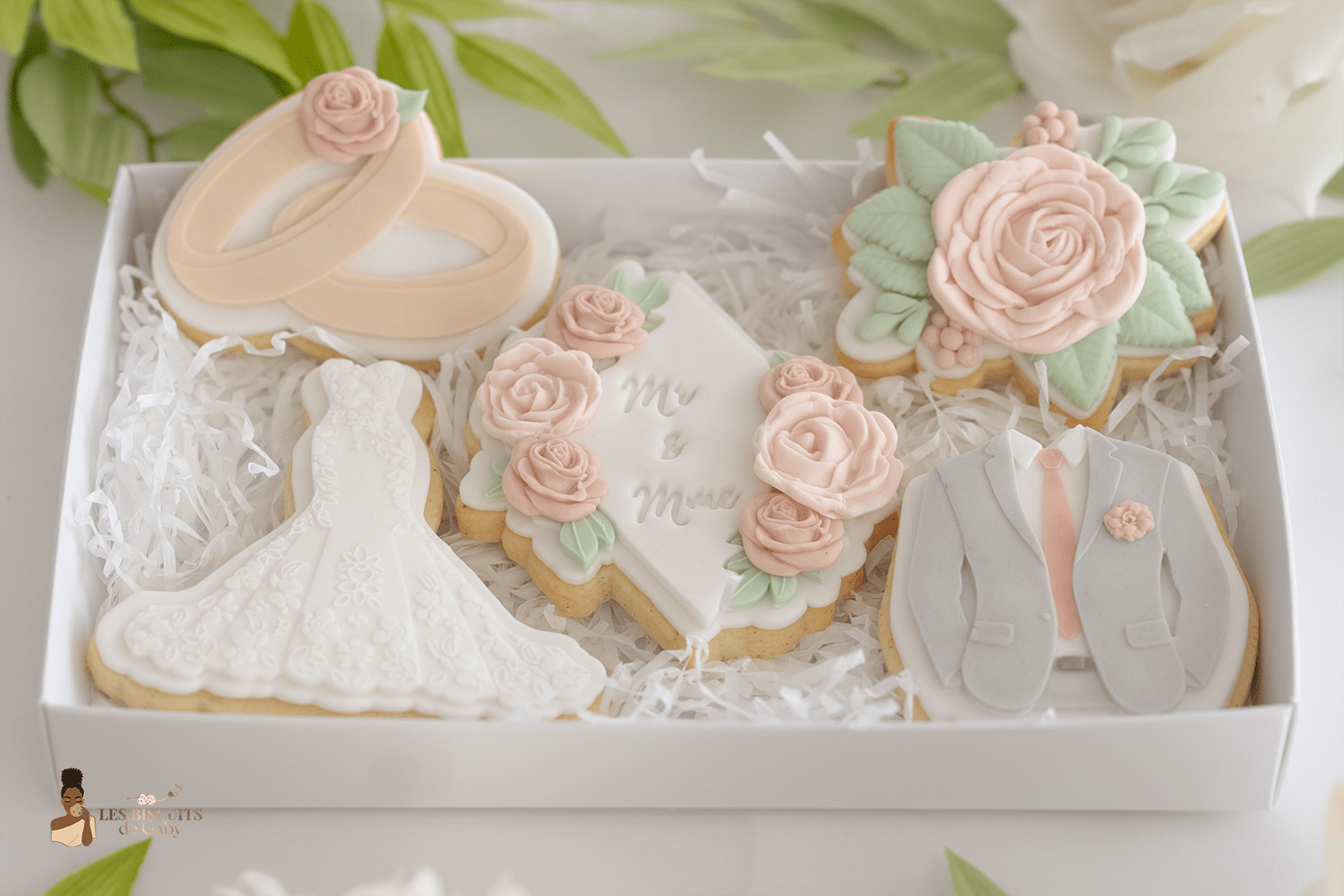Coffret Mariage "Sauge et rose poudré" - Les Biscuits de Gaby