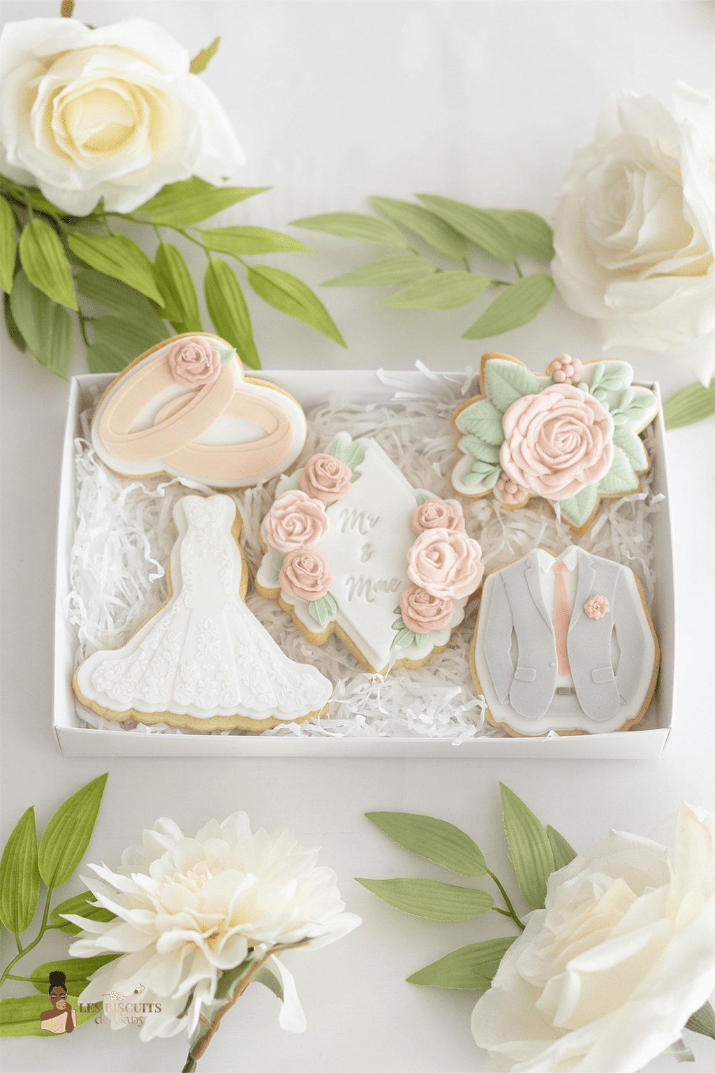 Coffret Mariage "Sauge et rose poudré" - Les Biscuits de Gaby