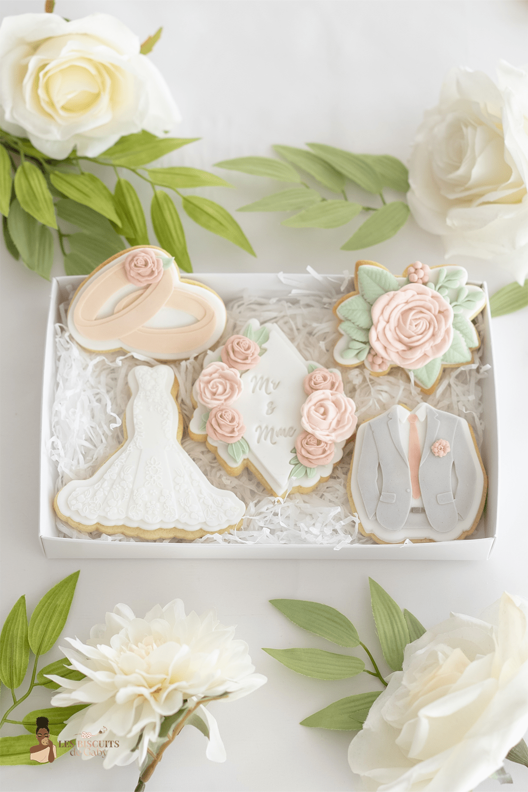 Coffret Mariage "Sauge et rose poudré" - Les Biscuits de Gaby