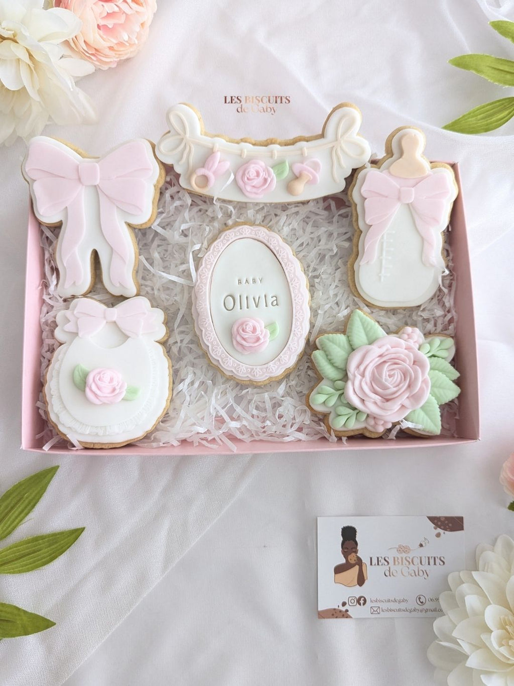 Coffret Naissance "Petit noeud en fleur" - Les Biscuits de Gaby