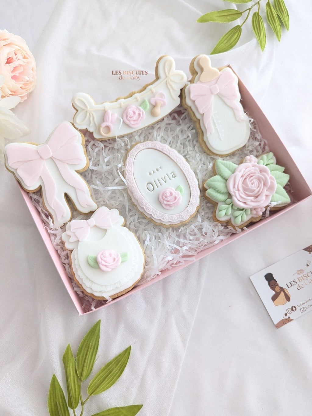Coffret Naissance "Petit noeud en fleur" - Les Biscuits de Gaby