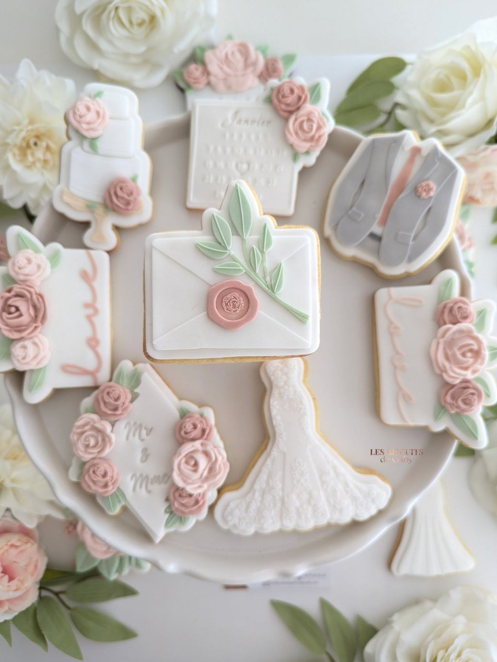 Collection Mariage "Sauge et rose poudré" - Les Biscuits de Gaby
