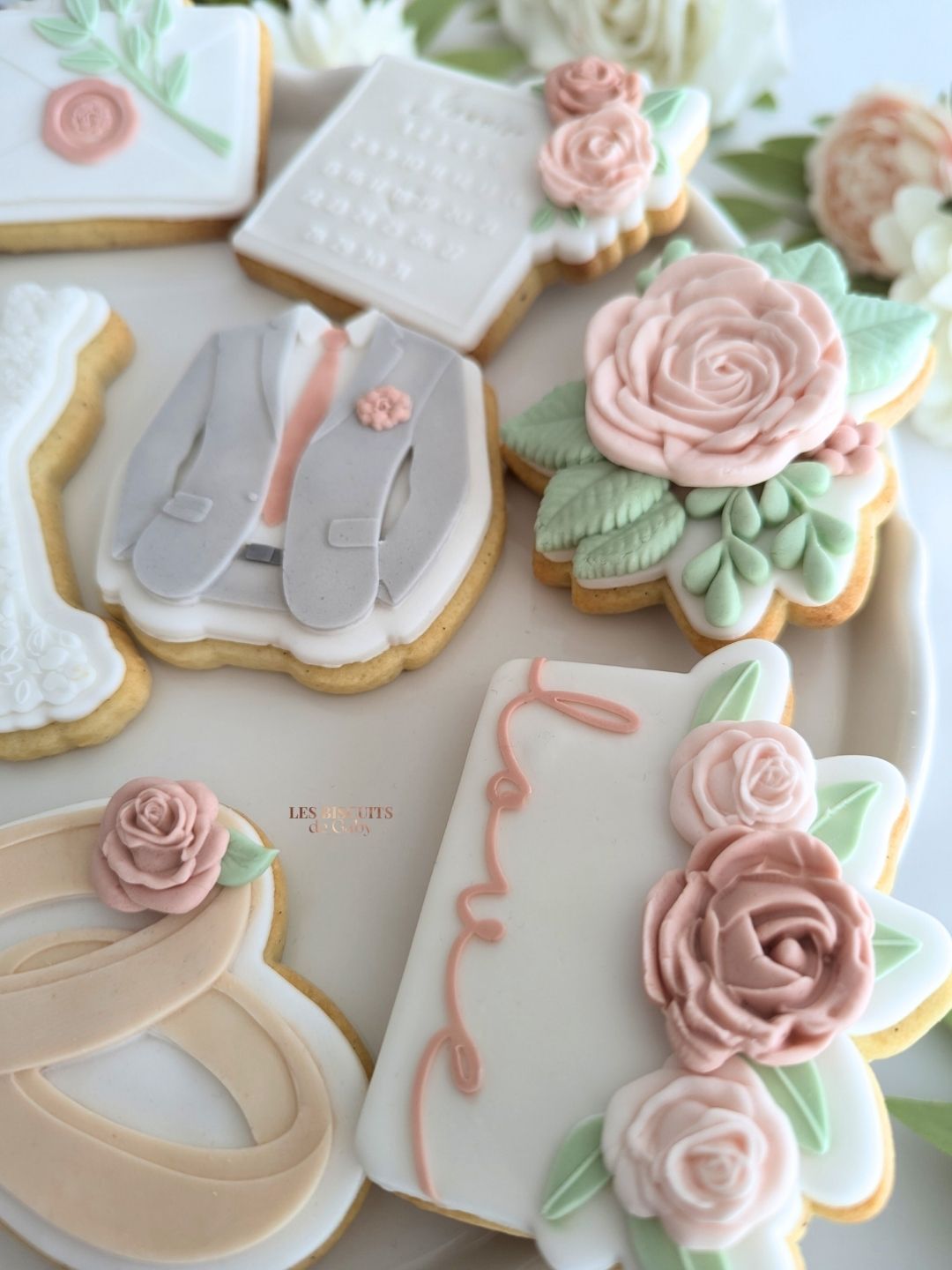 Collection Mariage "Sauge et rose poudré" - Les Biscuits de Gaby