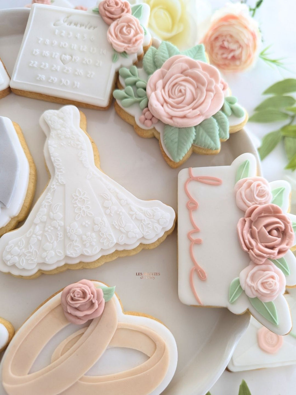 Collection Mariage "Sauge et rose poudré" - Les Biscuits de Gaby