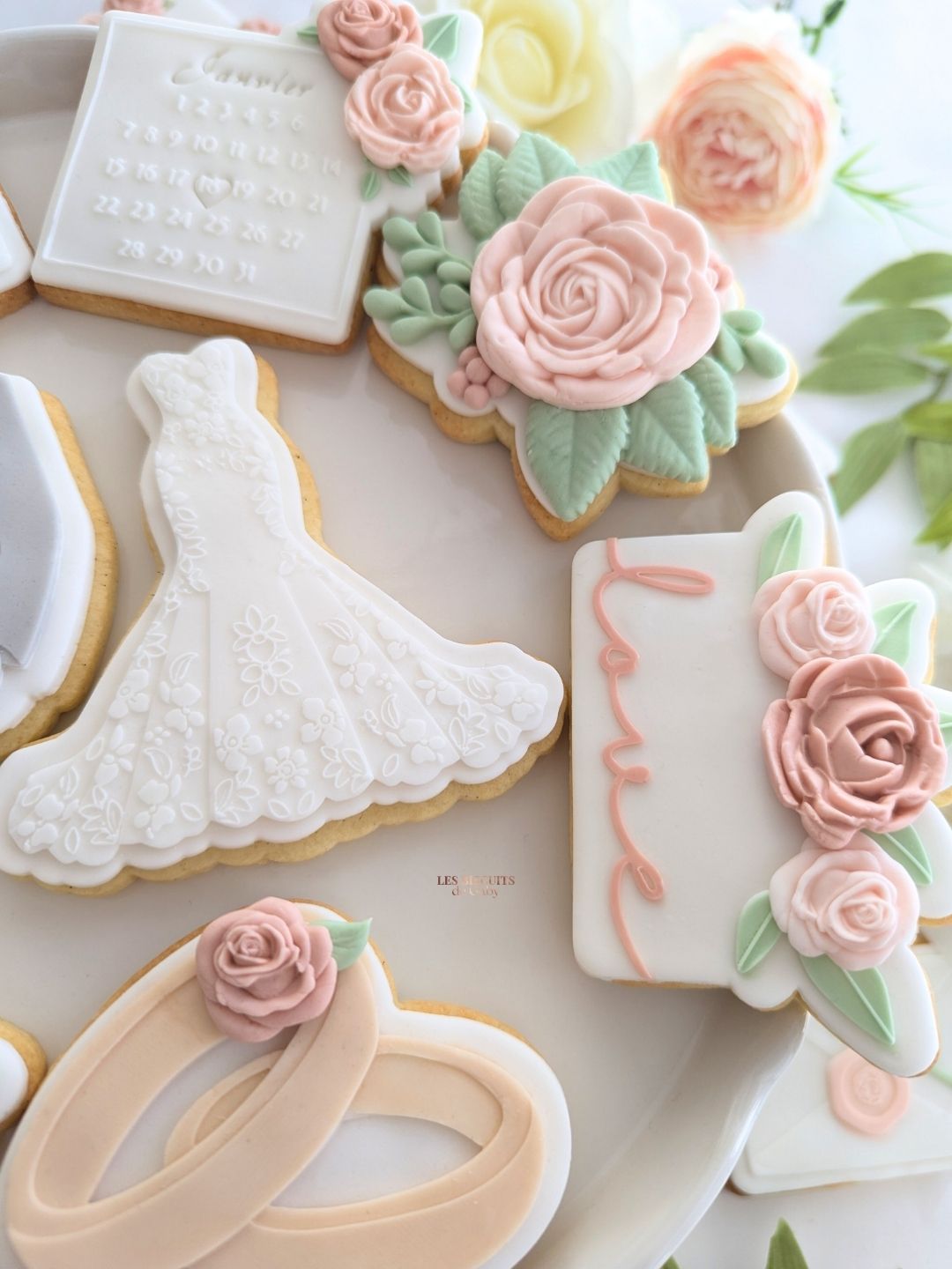 Collection Mariage "Sauge et rose poudré" - Les Biscuits de Gaby