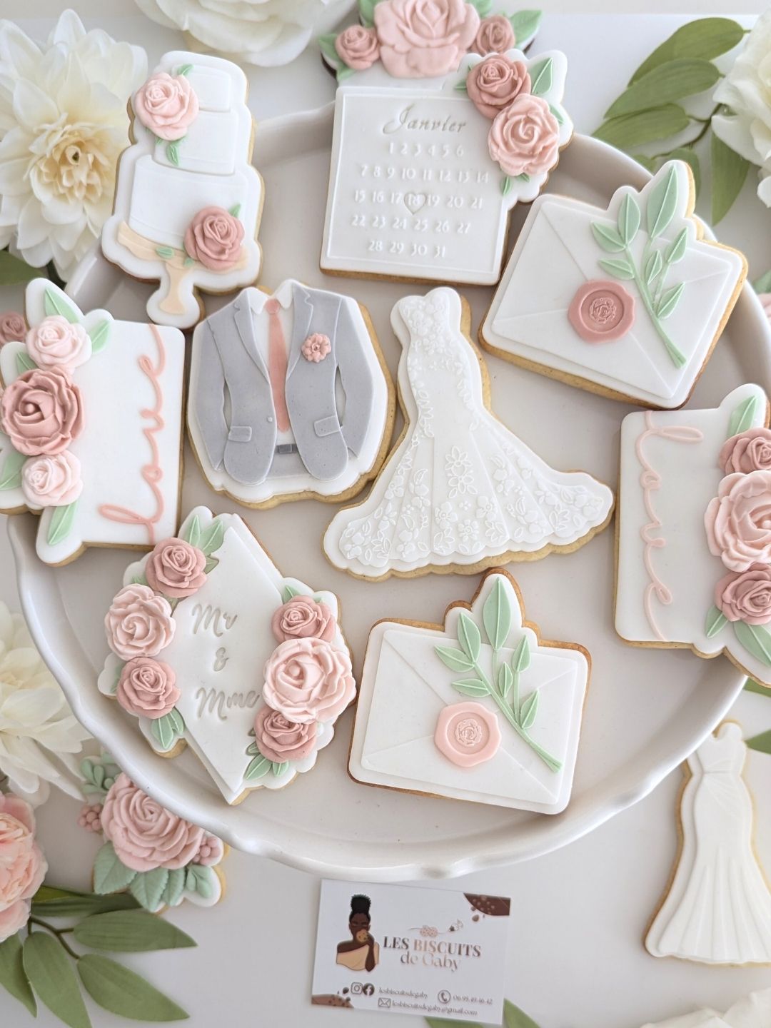 Collection Mariage "Sauge et rose poudré" - Les Biscuits de Gaby