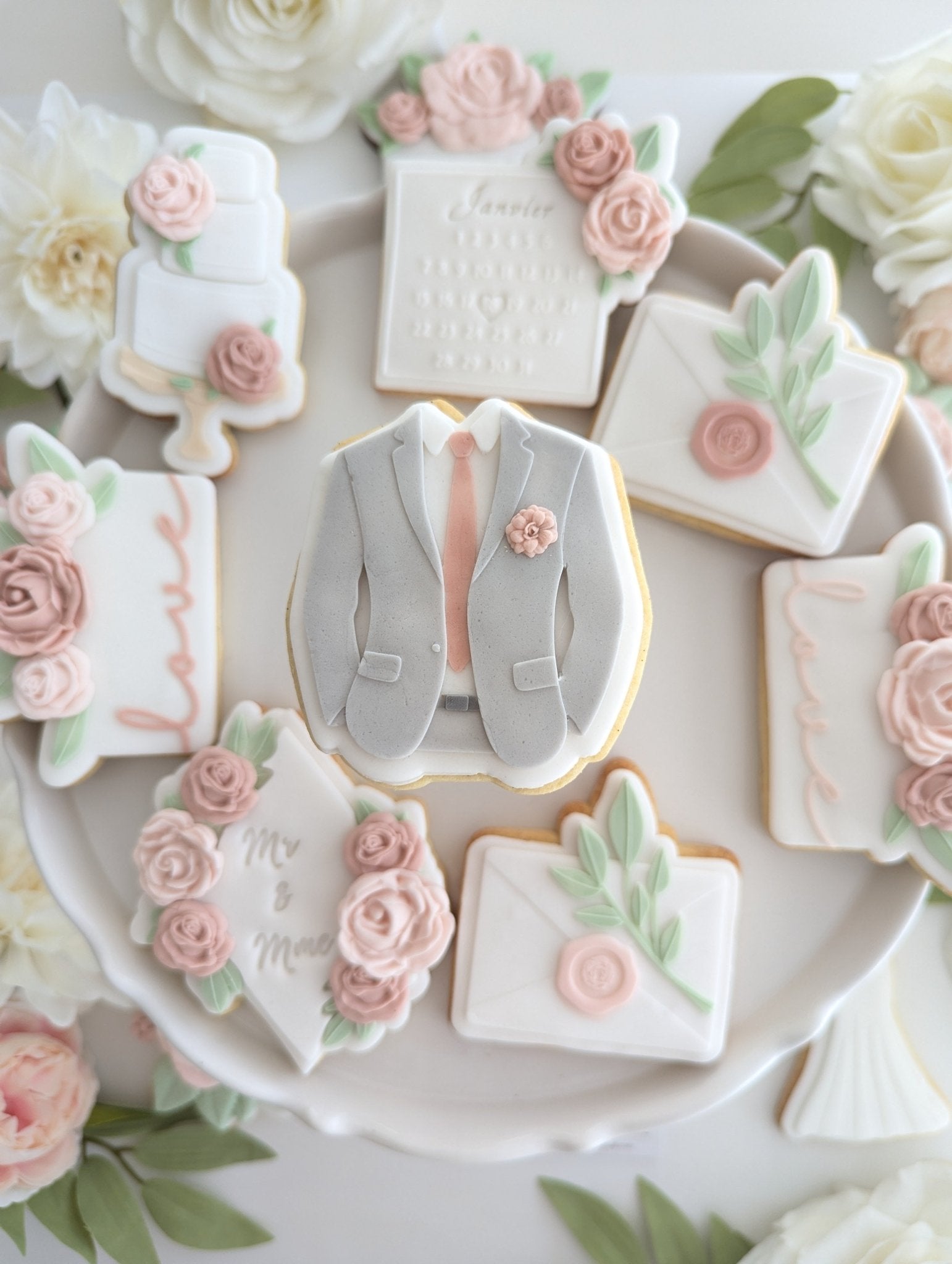Collection Mariage "Sauge et rose poudré" - Les Biscuits de Gaby