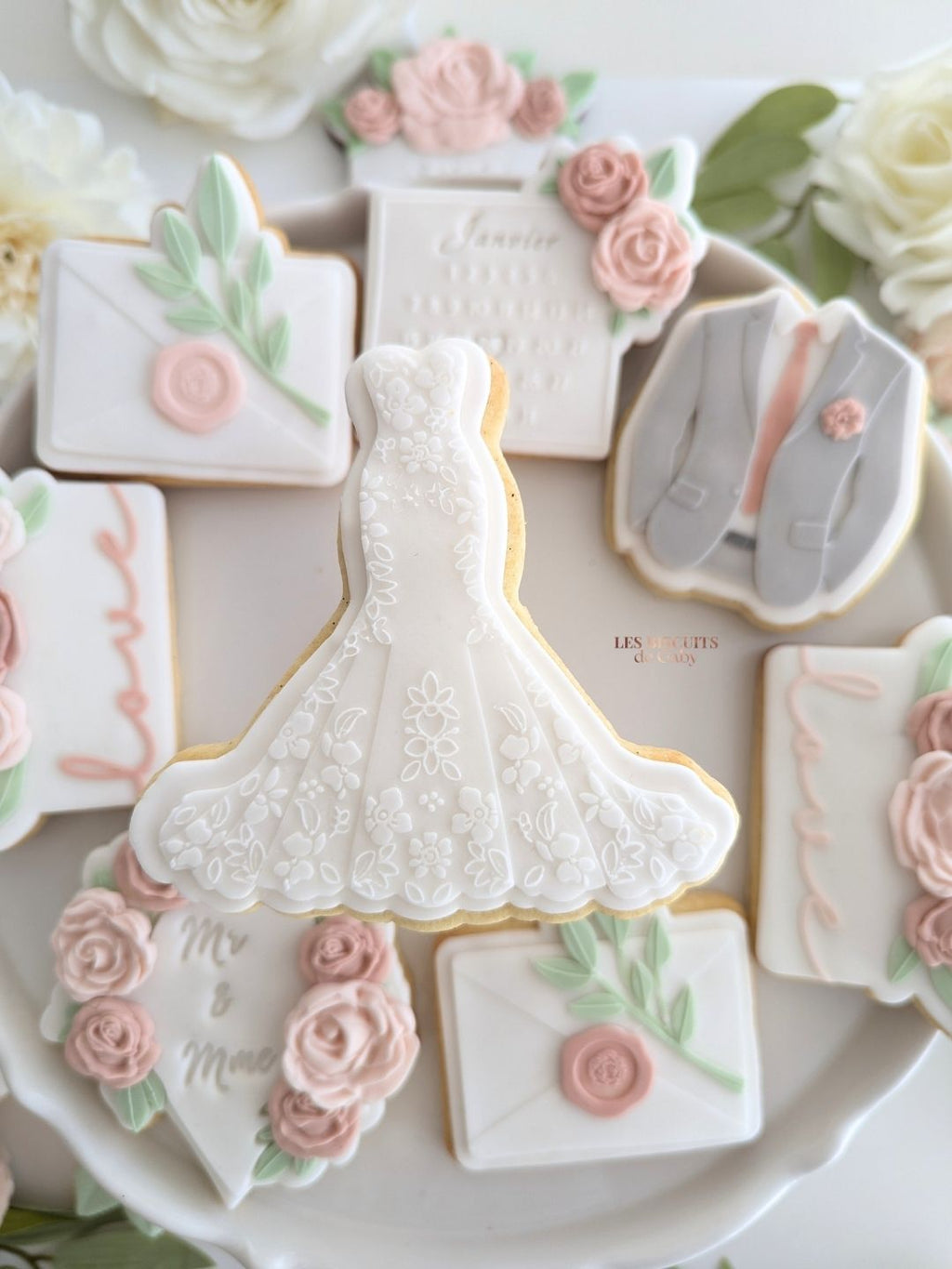 Collection Mariage "Sauge et rose poudré" - Les Biscuits de Gaby