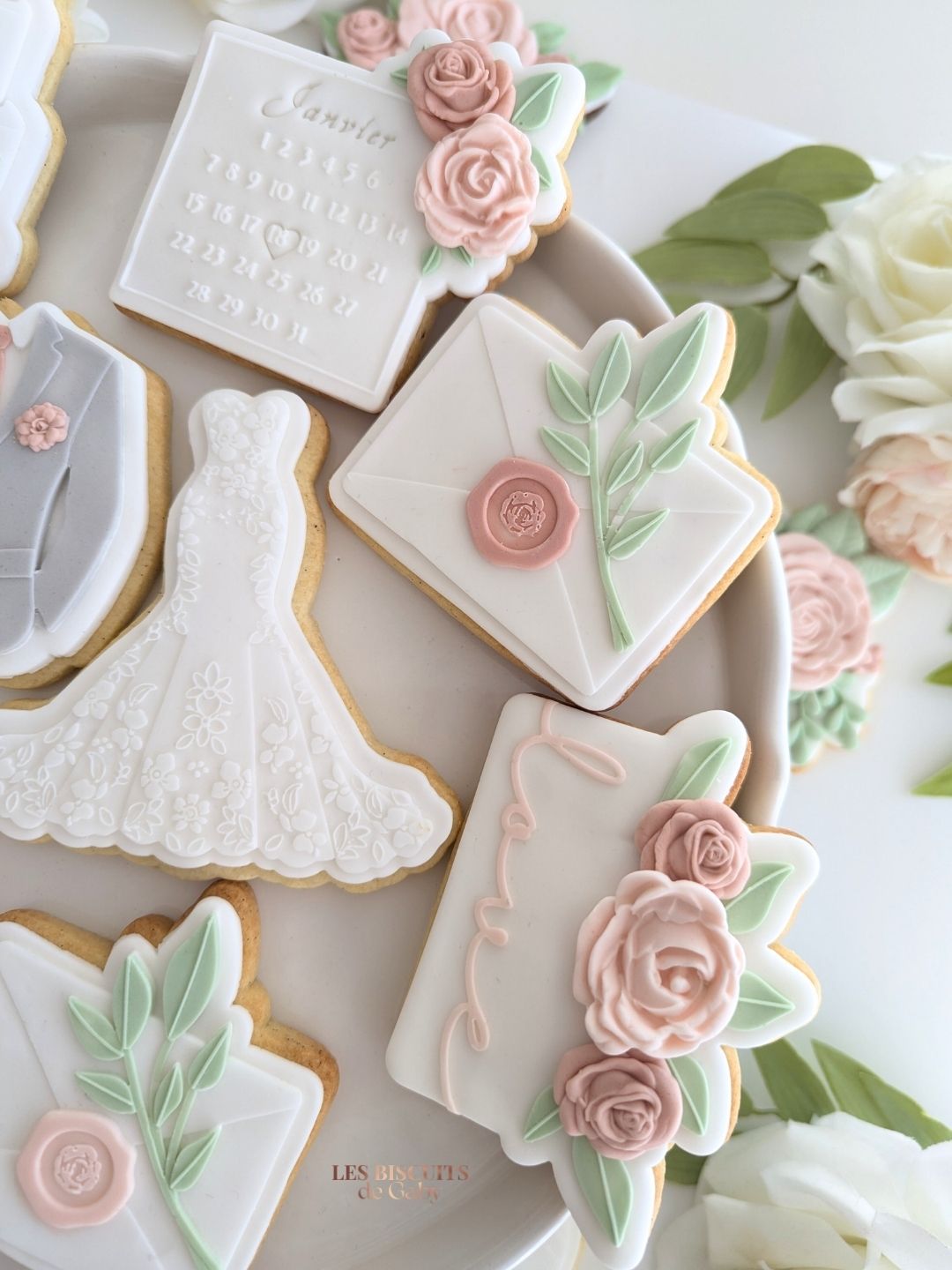 Collection Mariage "Sauge et rose poudré" - Les Biscuits de Gaby