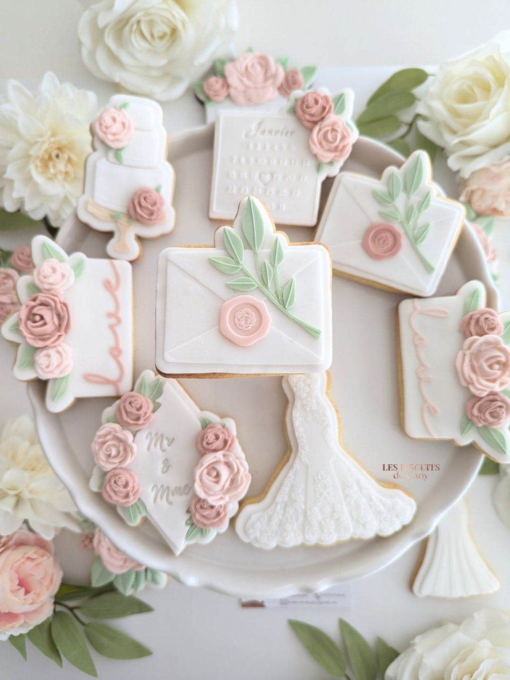 Collection Mariage "Sauge et rose poudré" - Les Biscuits de Gaby