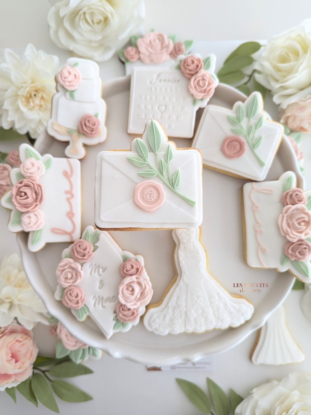 Collection Mariage "Sauge et rose poudré" - Les Biscuits de Gaby