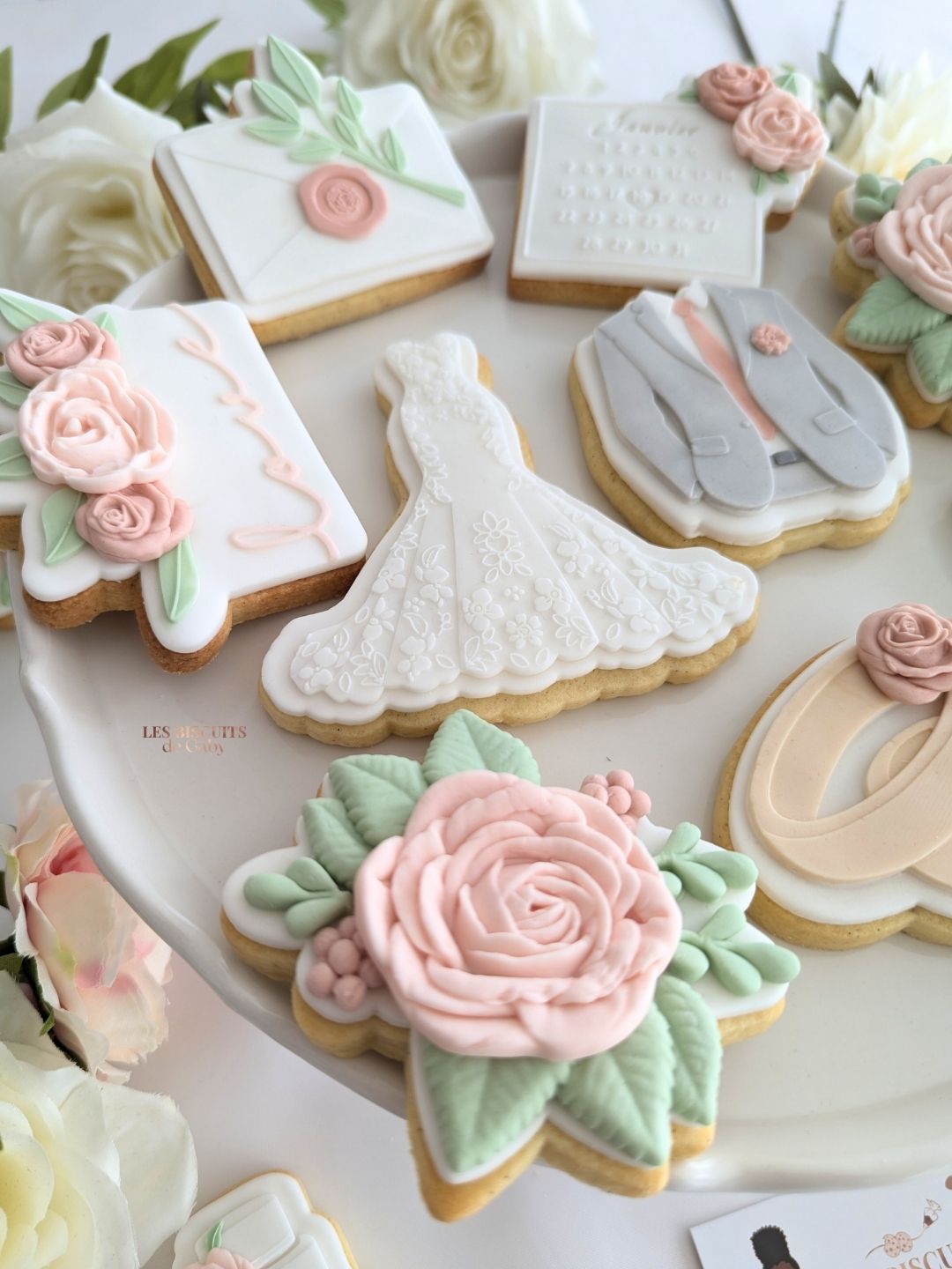 Collection Mariage "Sauge et rose poudré" - Les Biscuits de Gaby