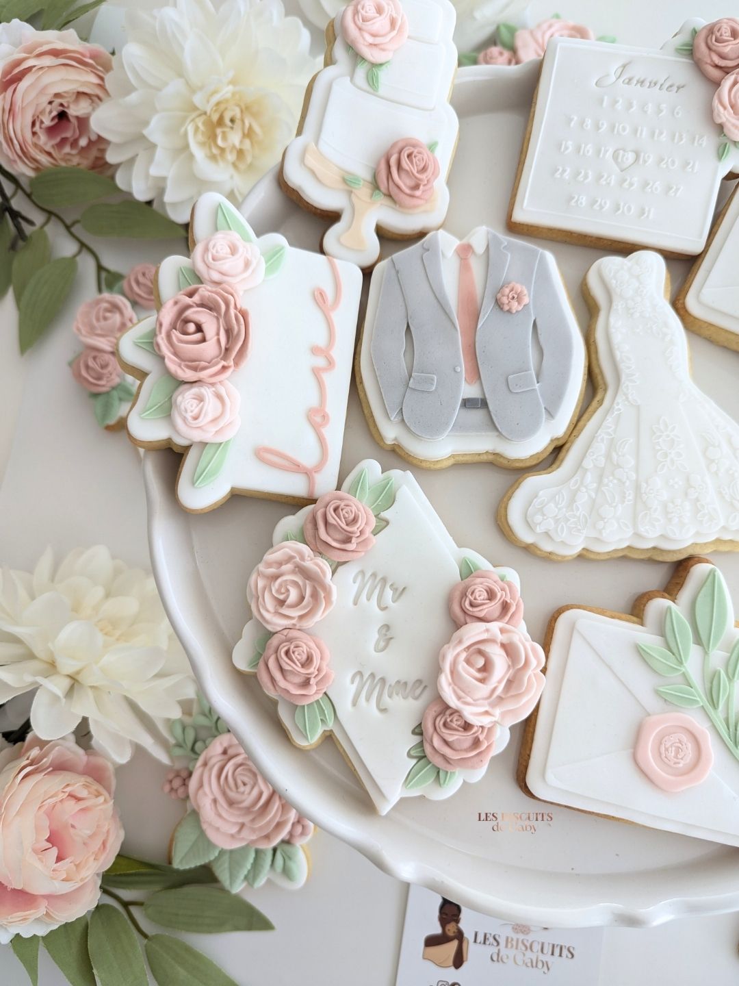 Collection Mariage "Sauge et rose poudré" - Les Biscuits de Gaby