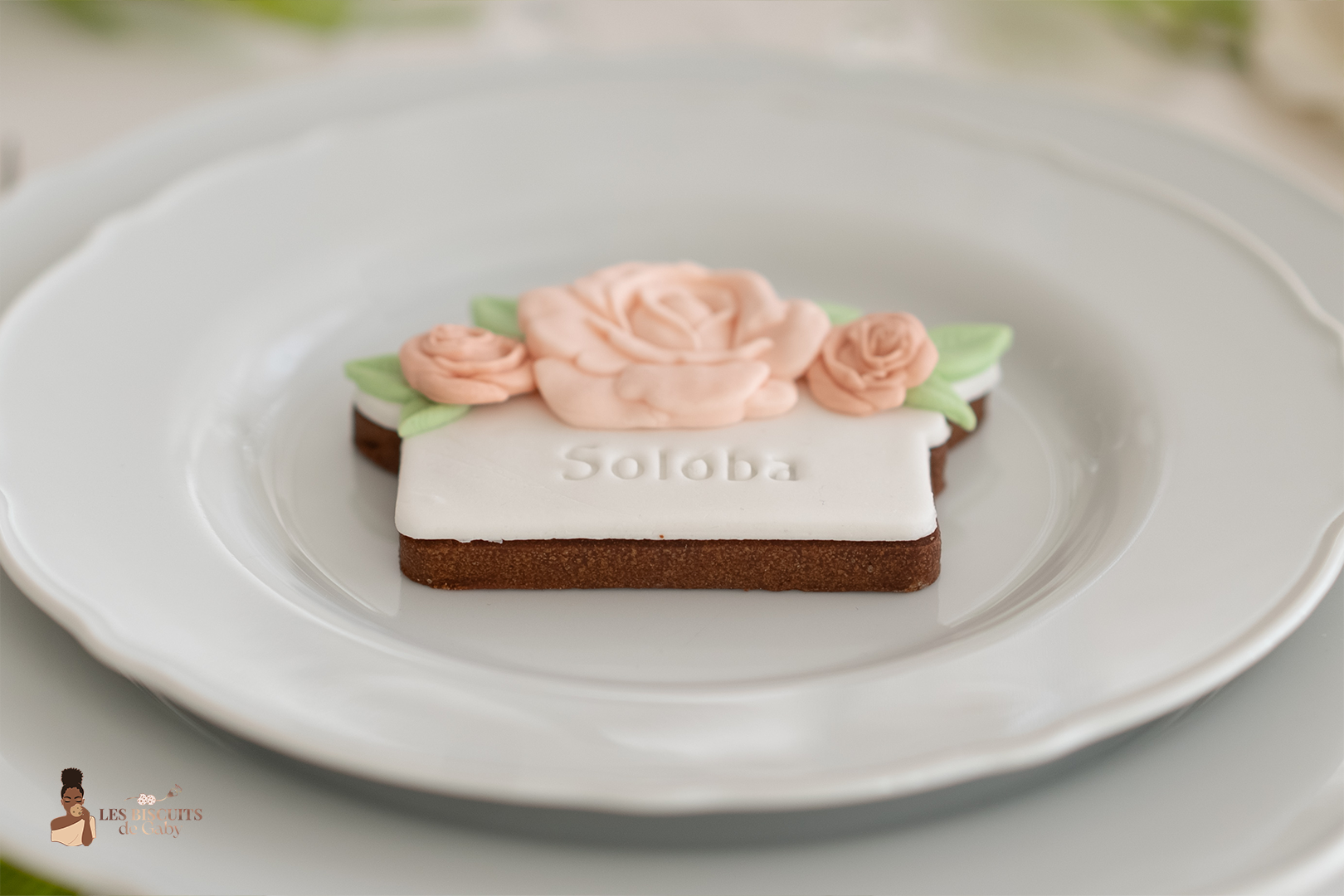 Marque-place "Sauge et rose poudrée"