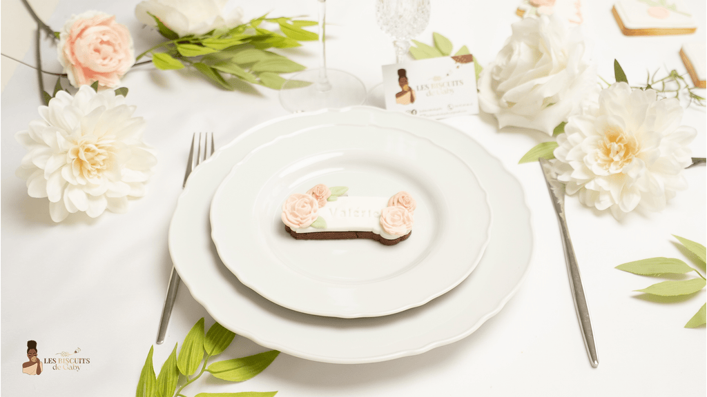 Marque-place "Sauge et rose poudrée" - Les Biscuits de Gaby