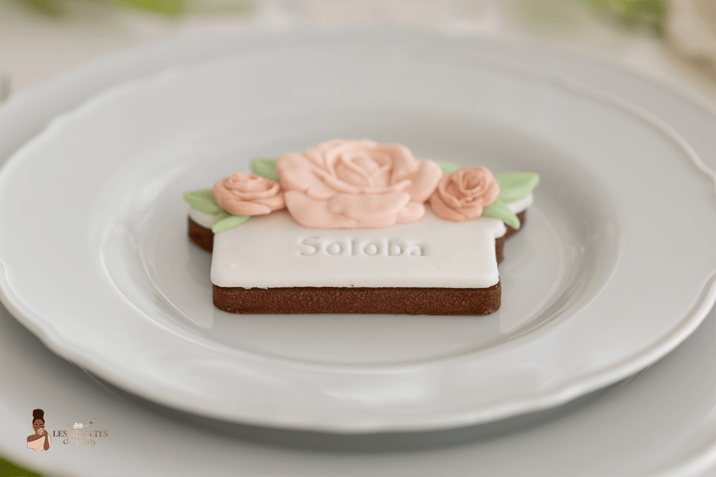 Marque-place "Sauge et rose poudrée" - Les Biscuits de Gaby