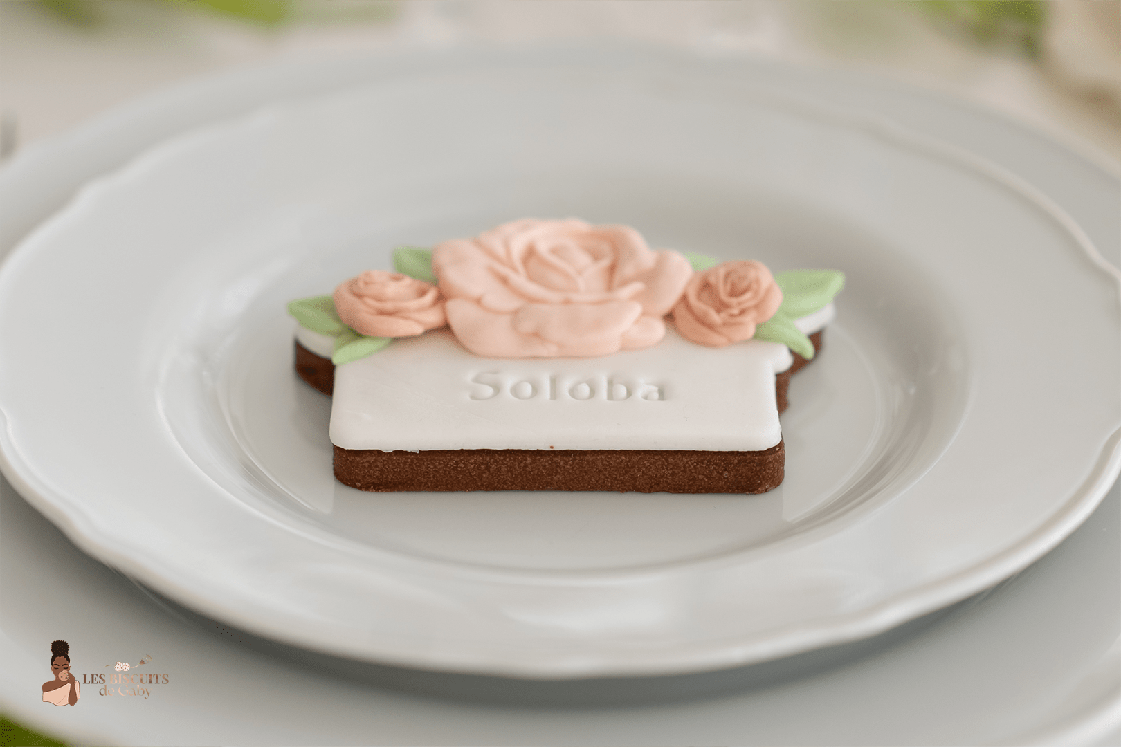 Marque-place "Sauge et rose poudrée" - Les Biscuits de Gaby