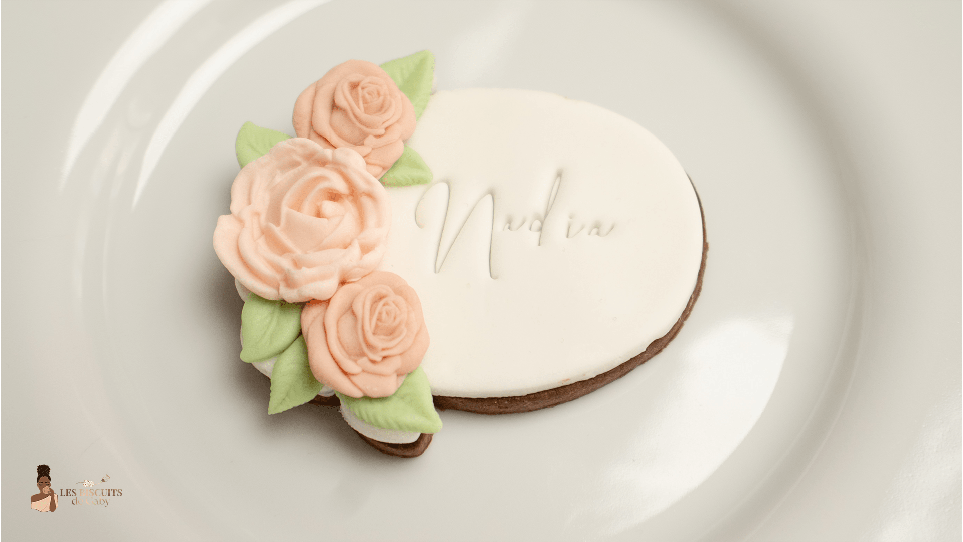 Marque-place "Sauge et rose poudrée" - Les Biscuits de Gaby